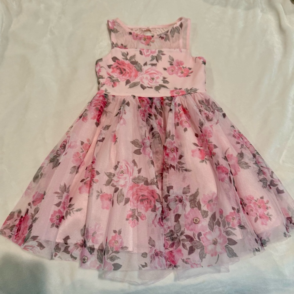 Sleeveless floral ombré pink dress